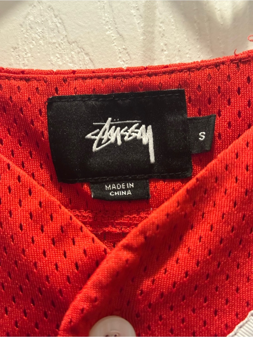 Stussy Mesh Baseball Jersey Shirt Red - Authentic - Picture 3 of 5